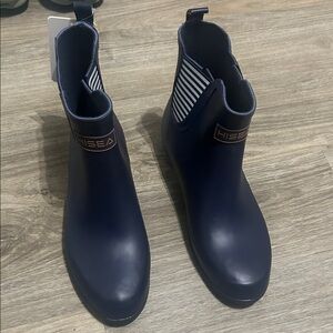 Hisea Navy Women's Waterproof Ankle Rain Boots